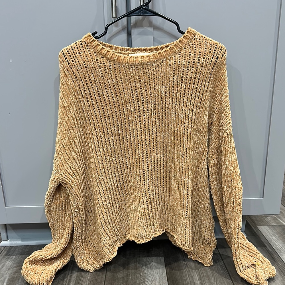 ADORA Yellow/Gold Crew Neck Chunky Knit Sweater